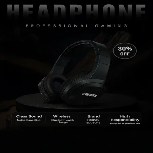 Remax RB-750HB Wireless Bluetooth Gaming Headphone – Over-Ear, HiFi Sound, Multi-Mode, TF Card Support, 200mAh Battery
