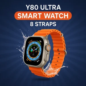 Y80 Ultra Smartwatch – 2.02" Touchscreen, 8 Interchangeable Straps, IP68 Waterproof, Wireless Charging, Bluetooth 5.0, Android Compatible